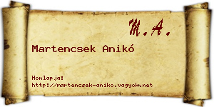 Martencsek Anikó névjegykártya